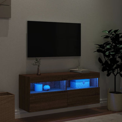 Tv-wandmeubel met LED-verlichting 100x30x40 cm bruineikenkleur