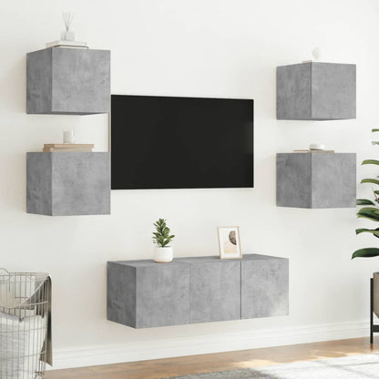 Tv-wandmeubels met LED 2 st 30,5x35x30 cm betongrijs