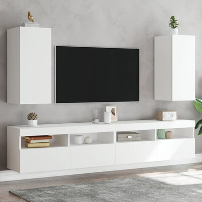 Tv-wandmeubels met LED-verlichting 2 st 30,5x35x70 cm wit