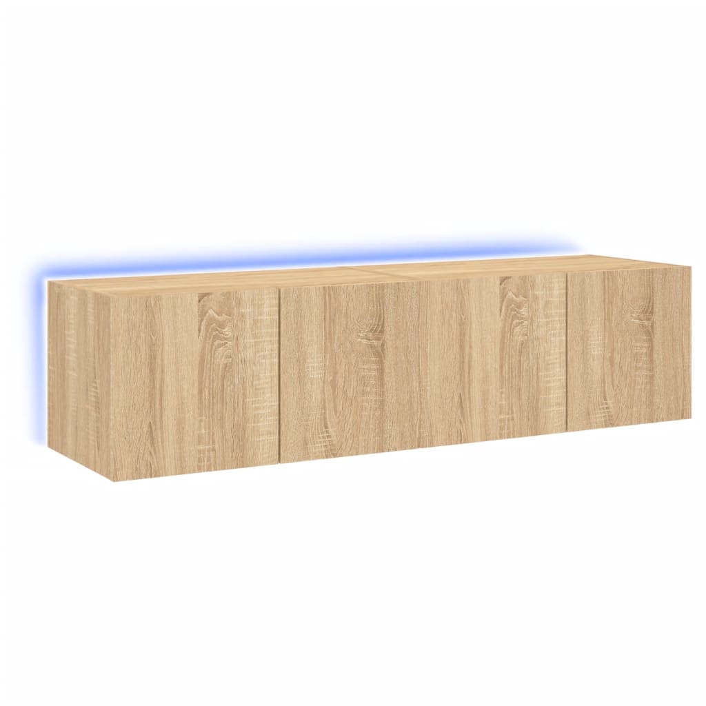 Tv-wandmeubelen met LED 2 st 60x35x31 cm sonoma eikenkleurig