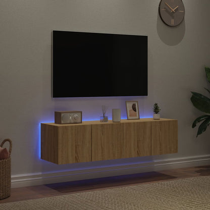 Tv-wandmeubelen met LED 2 st 60x35x31 cm sonoma eikenkleurig