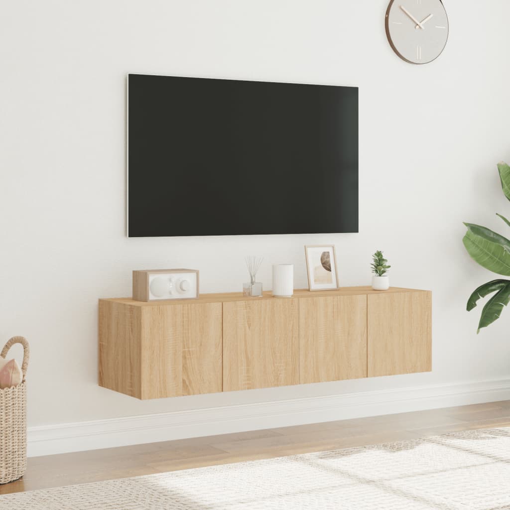 Tv-wandmeubelen met LED 2 st 60x35x31 cm sonoma eikenkleurig