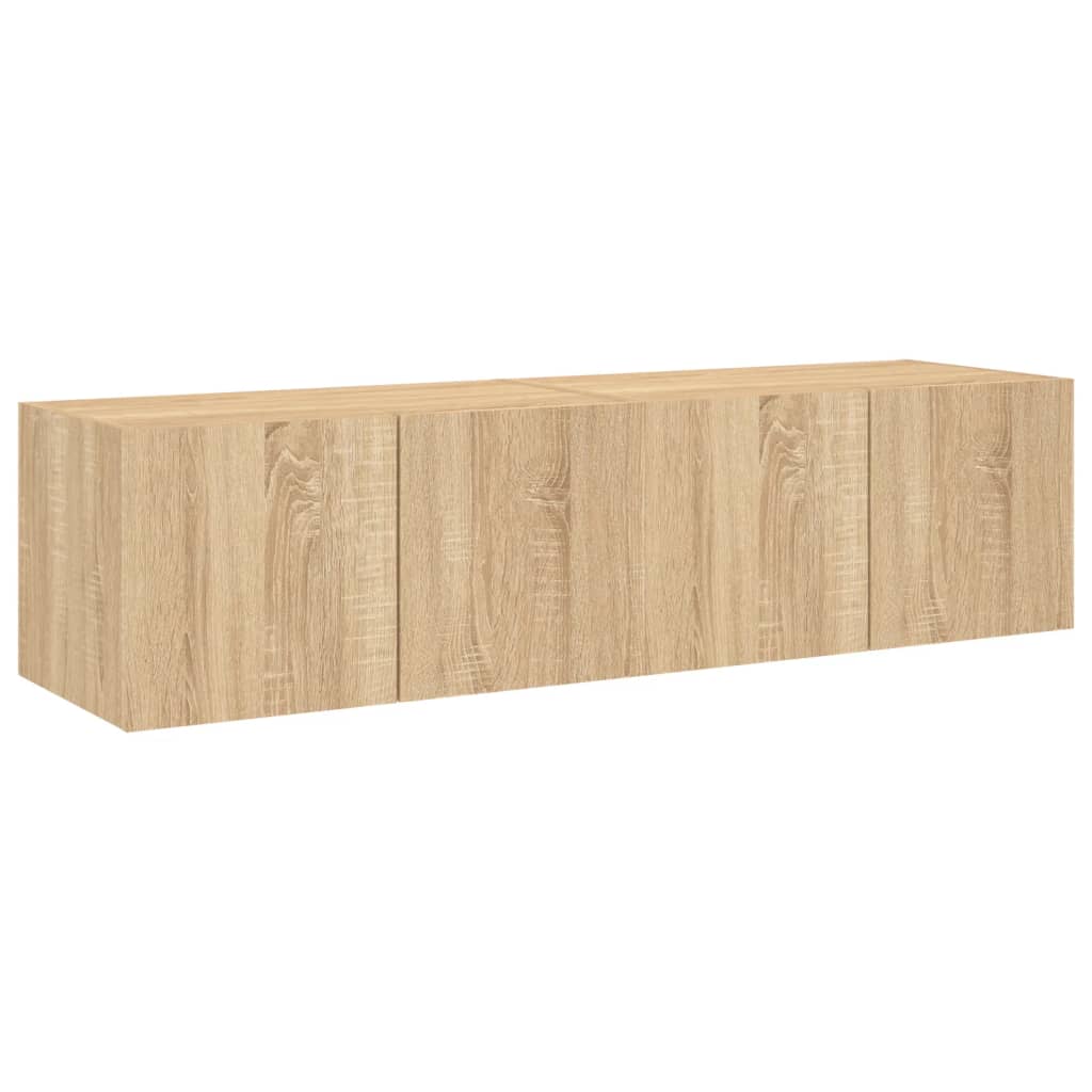 Tv-wandmeubelen met LED 2 st 60x35x31 cm sonoma eikenkleurig