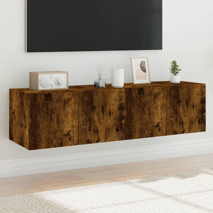 Tv-wandmeubelen met LED 2 st 60x35x31 cm gerookt eikenkleurig