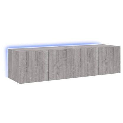 Tv-wandmeubelen met LED 2 st 60x35x31 cm grijs sonoma eiken