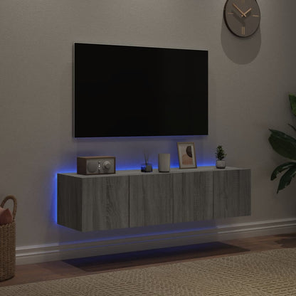 Tv-wandmeubelen met LED 2 st 60x35x31 cm grijs sonoma eiken