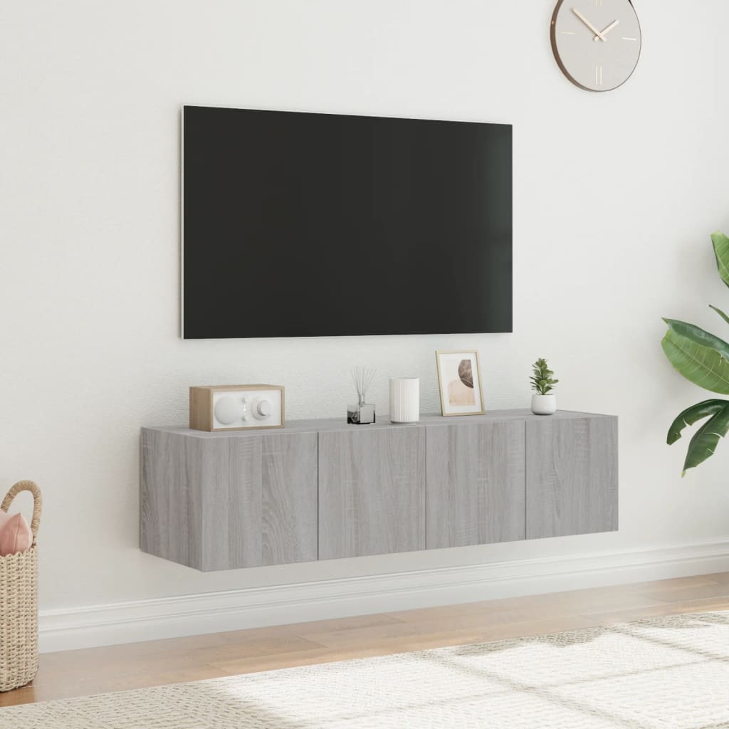 Tv-wandmeubelen met LED 2 st 60x35x31 cm grijs sonoma eiken