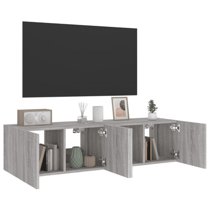 Tv-wandmeubelen met LED 2 st 60x35x31 cm grijs sonoma eiken