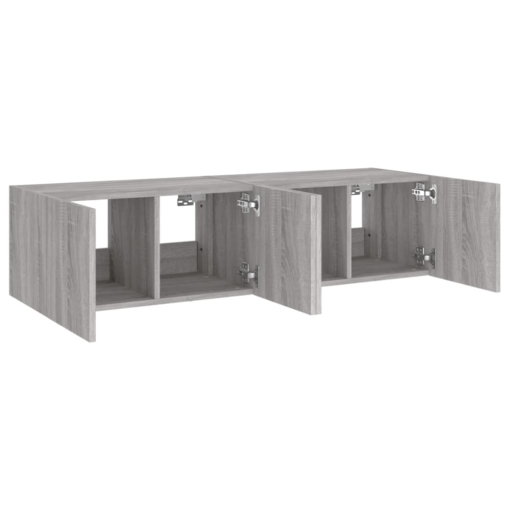 Tv-wandmeubelen met LED 2 st 60x35x31 cm grijs sonoma eiken