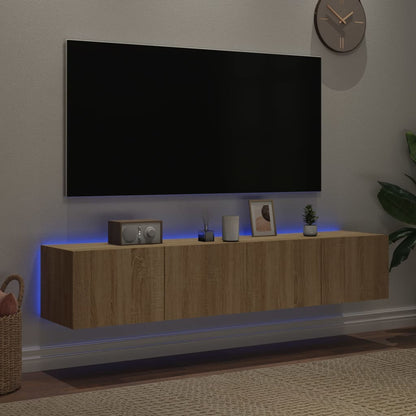 Tv-wandmeubels met LED 2 st 80x35x31 cm sonoma eikenkleurig