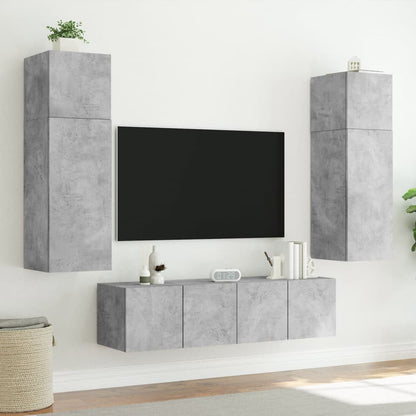 Tv-wandmeubel met LED-verlichting 80x35x31 cm betongrijs