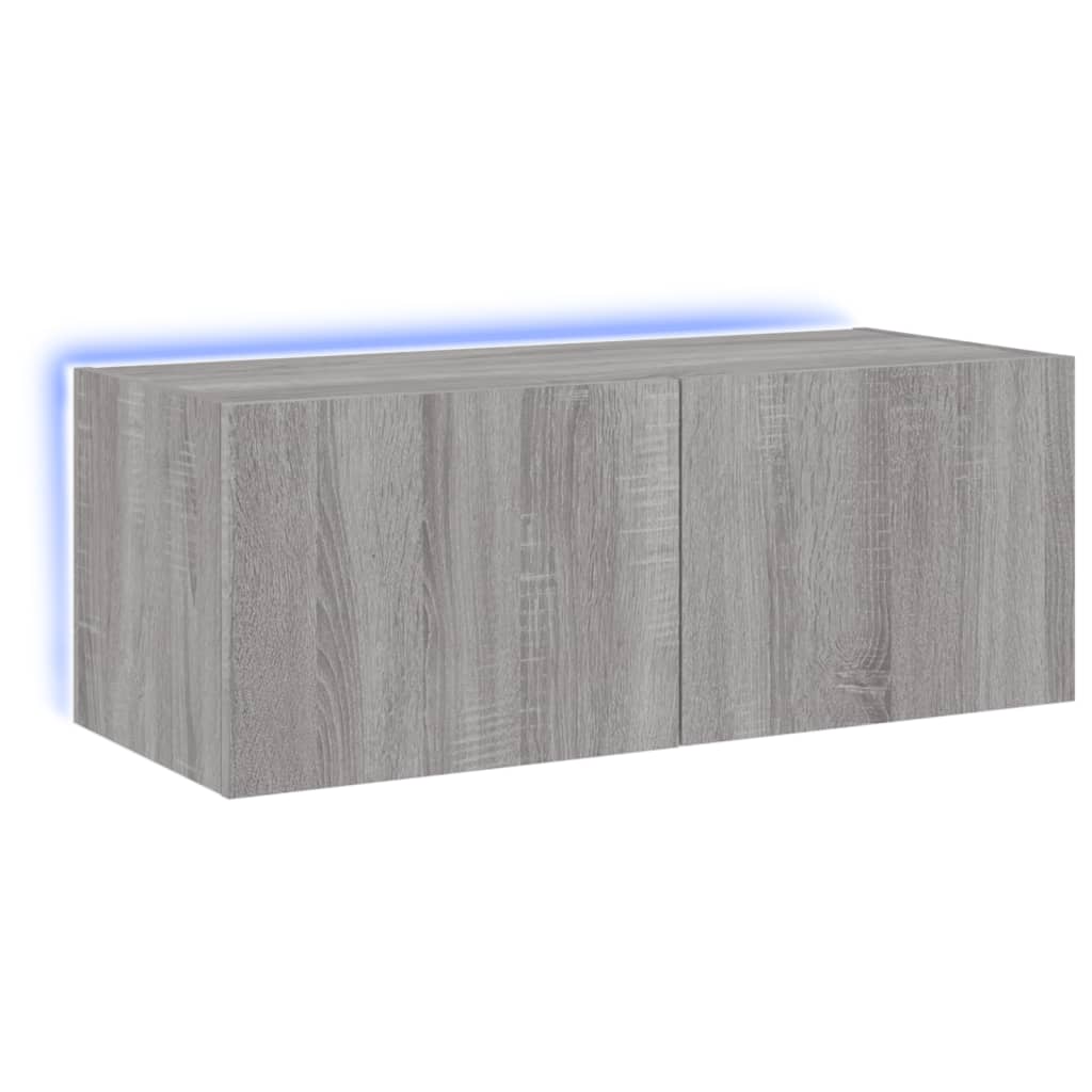 Tv-wandmeubel met LED-verlichting 80x35x31 cm grijs sonoma