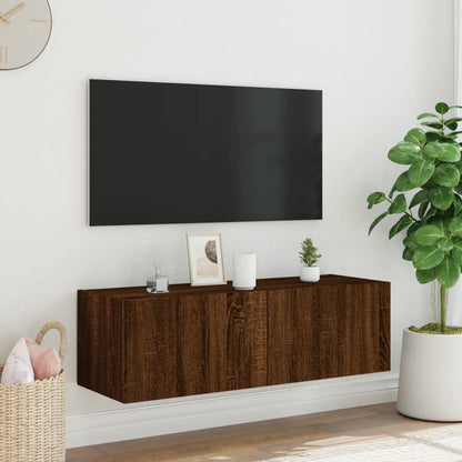 Tv-wandmeubel met LED-verlichting 100x35x31 cm bruineikenkleur