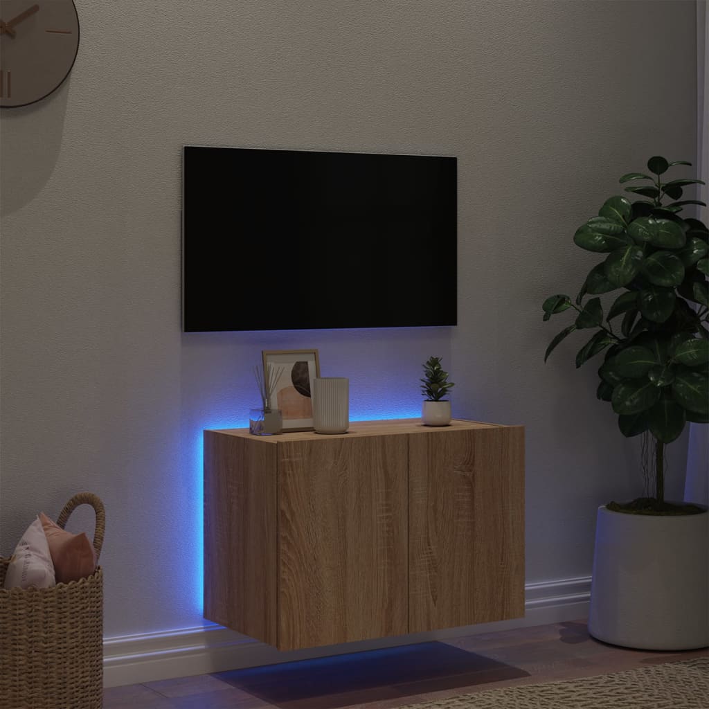 Tv-wandmeubel met LED-verlichting 60x35x41 cm sonoma eikenkleur