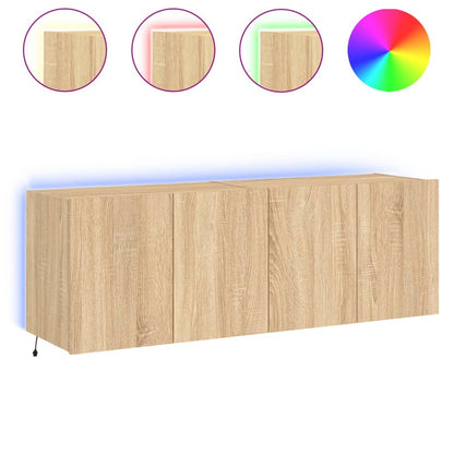 Tv-wandmeubels met LED 2 st 60x35x41 cm sonoma eikenkleurig