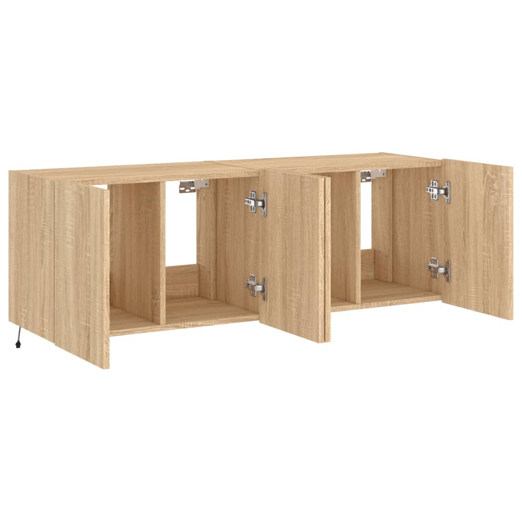 Tv-wandmeubels met LED 2 st 60x35x41 cm sonoma eikenkleurig