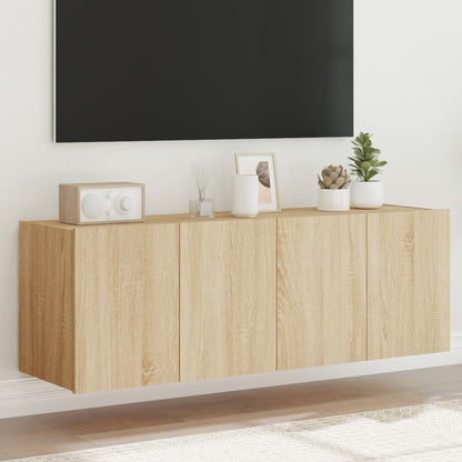 Tv-wandmeubels met LED 2 st 60x35x41 cm sonoma eikenkleurig