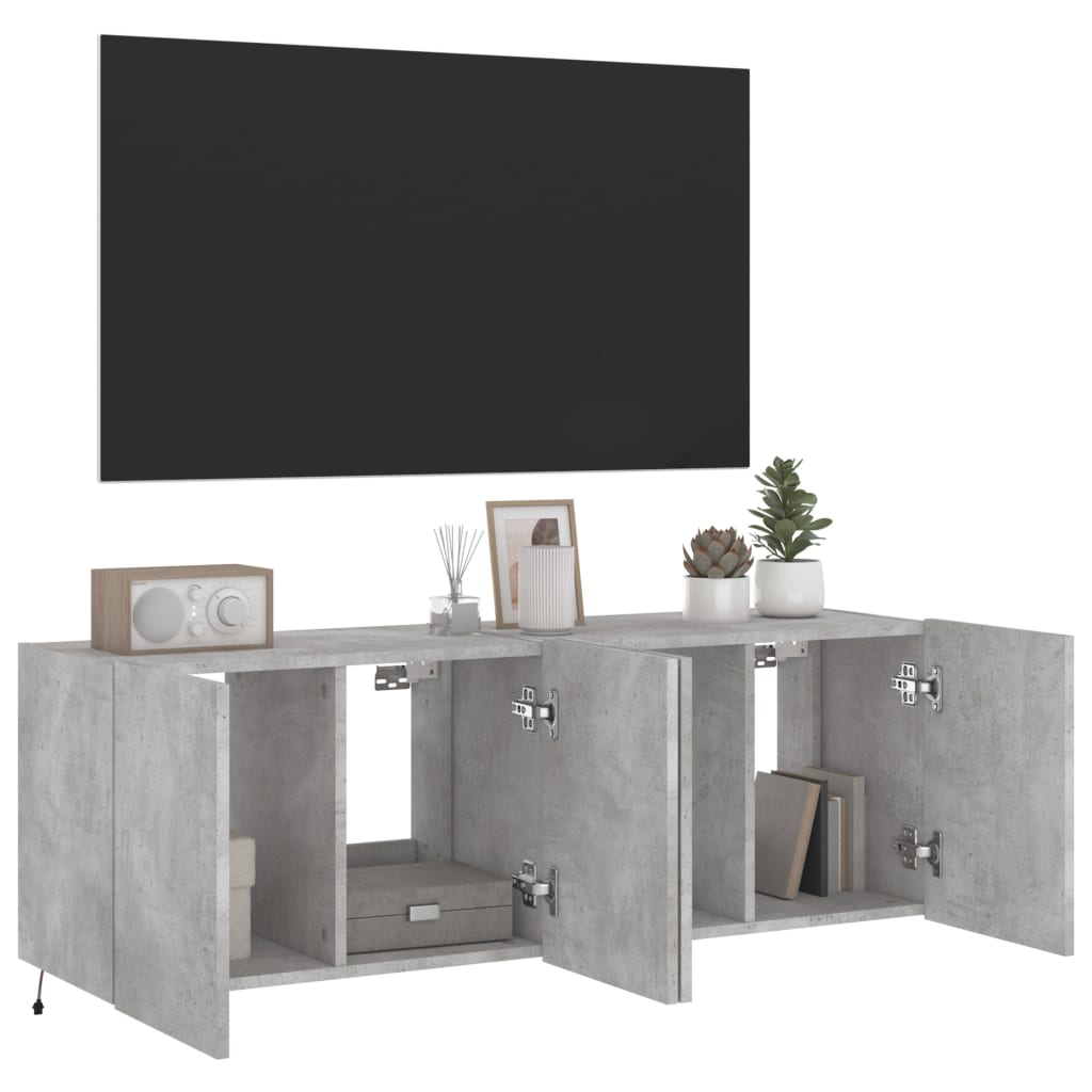 Tv-wandmeubels met LED-verlichting 2 st 60x35x41 cm betongrijs