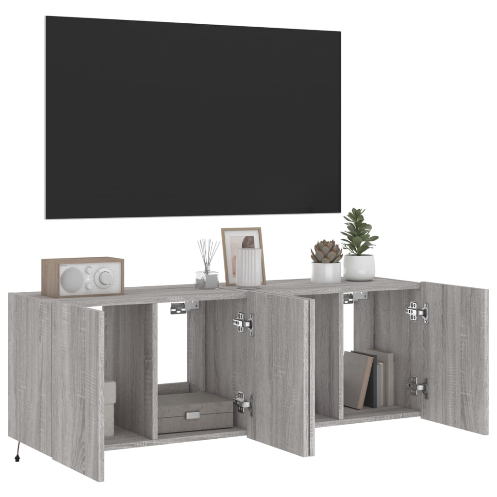 Tv-wandmeubels met LED 2 st 60x35x41 cm grijs sonoma eiken