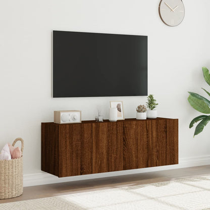 Tv-wandmeubels met LED 2 st 60x35x41 cm bruin eikenkleur