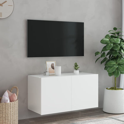 Tv-wandmeubel met LED-verlichting 80x35x41 cm wit