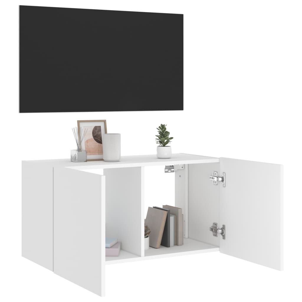 Tv-wandmeubel met LED-verlichting 80x35x41 cm wit