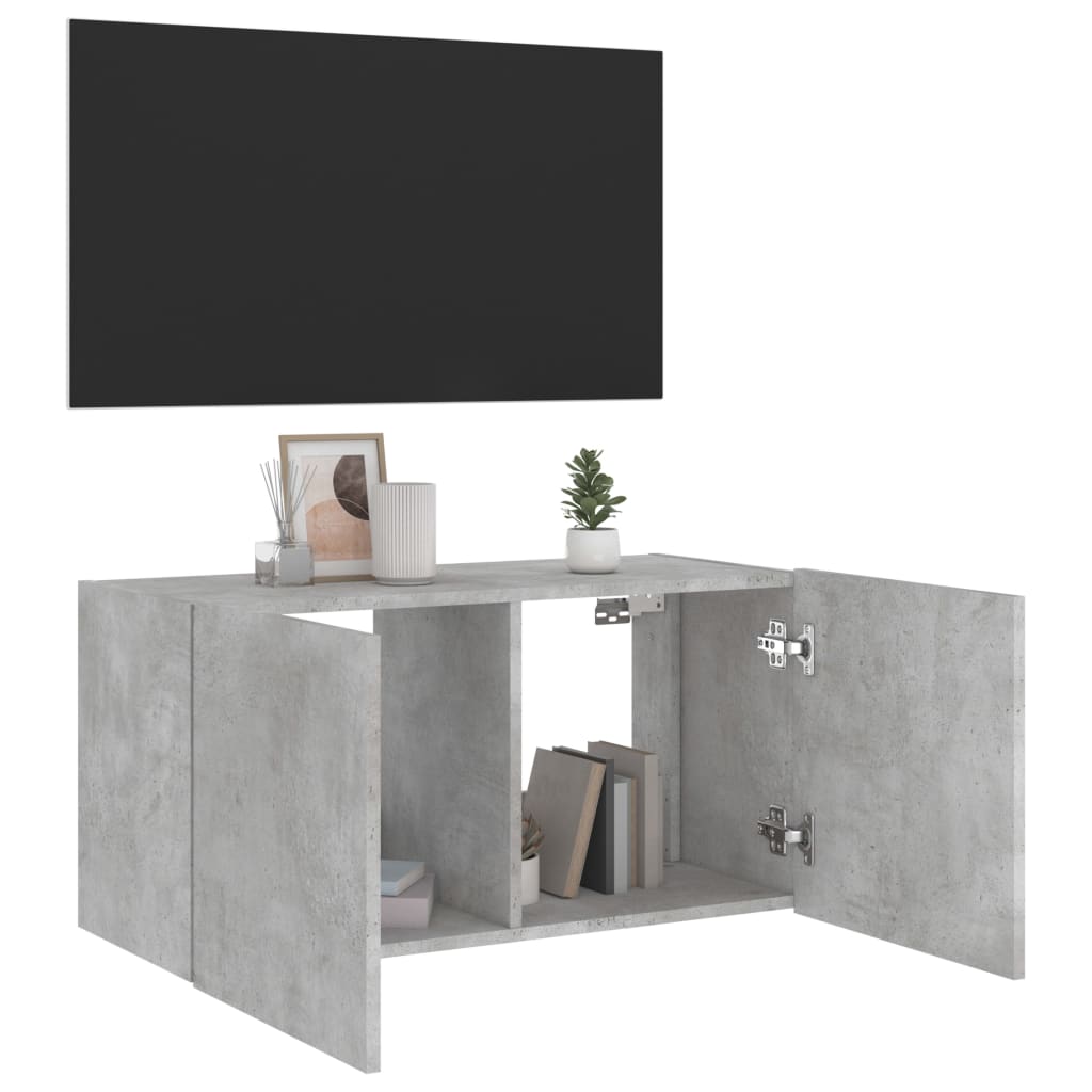 Tv-wandmeubel met LED-verlichting 80x35x41 cm betongrijs