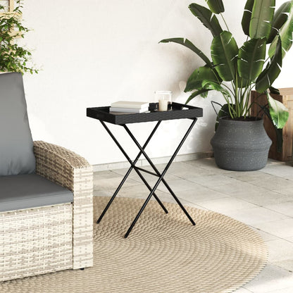 Dienbladtafel inklapbaar 65x40x75 cm poly rattan zwart