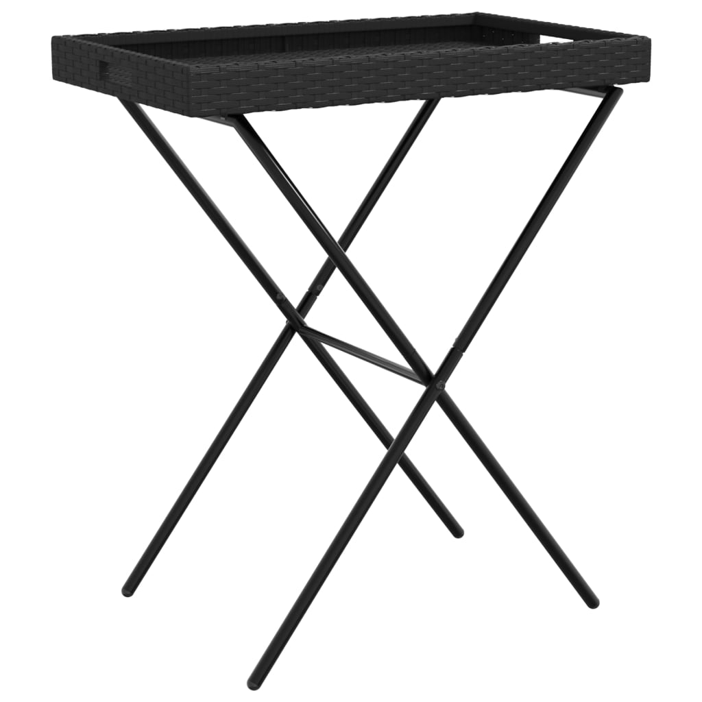 Dienbladtafel inklapbaar 65x40x75 cm poly rattan zwart