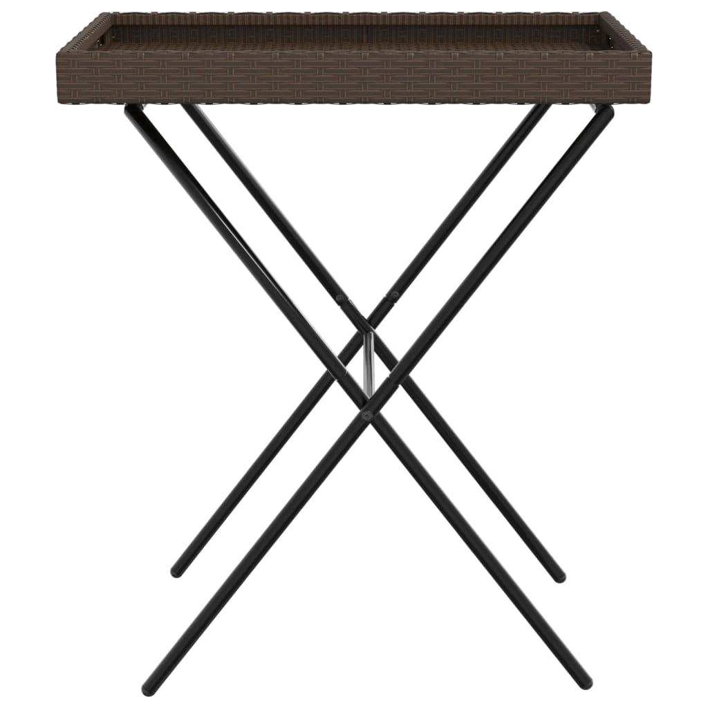 Dienbladtafel inklapbaar 65x40x75 cm poly rattan bruin