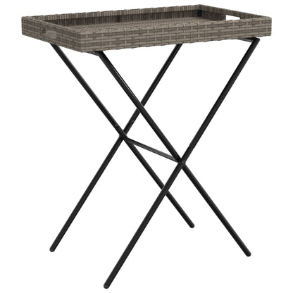 Dienbladtafel inklapbaar 65x40x75 cm poly rattan grijs