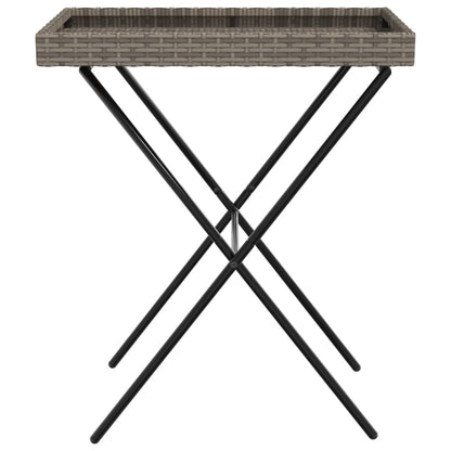 Dienbladtafel inklapbaar 65x40x75 cm poly rattan grijs