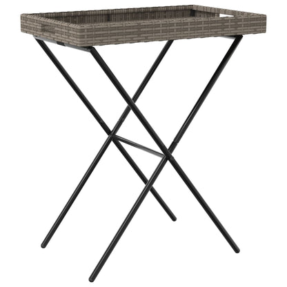 Dienbladtafel inklapbaar 65x40x75 cm poly rattan grijs