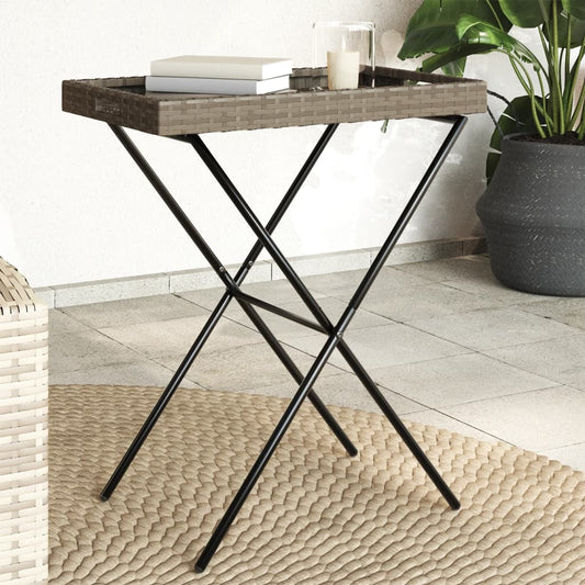 Dienbladtafel inklapbaar 65x40x75 cm poly rattan grijs