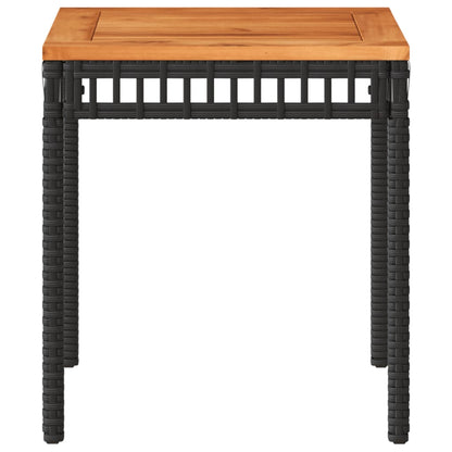 Tuintafel 38x38x42 cm poly rattan en acaciahout zwart