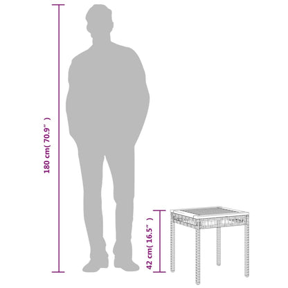 Tuintafel 38x38x42 cm poly rattan en acaciahout zwart