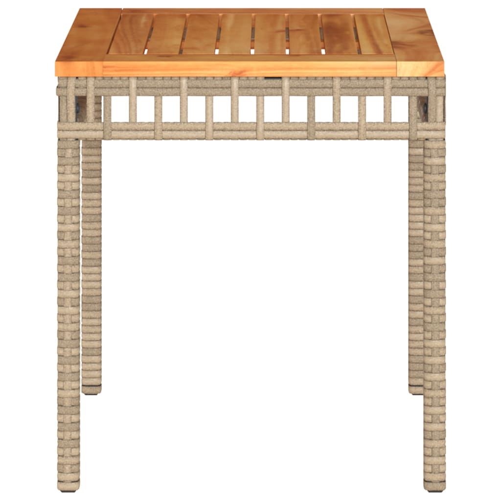 Tuintafel 38x38x42 cm poly rattan en acaciahout gemengd beige