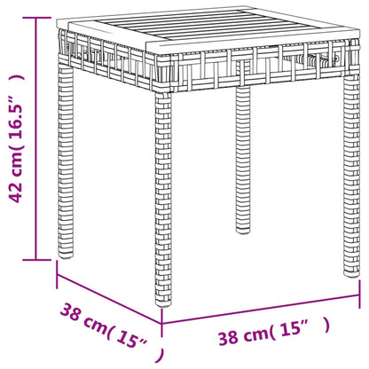 Tuintafel 38x38x42 cm poly rattan en acaciahout gemengd beige