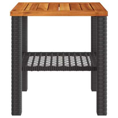 Tuintafel 40x40x42 cm poly rattan en acaciahout zwart