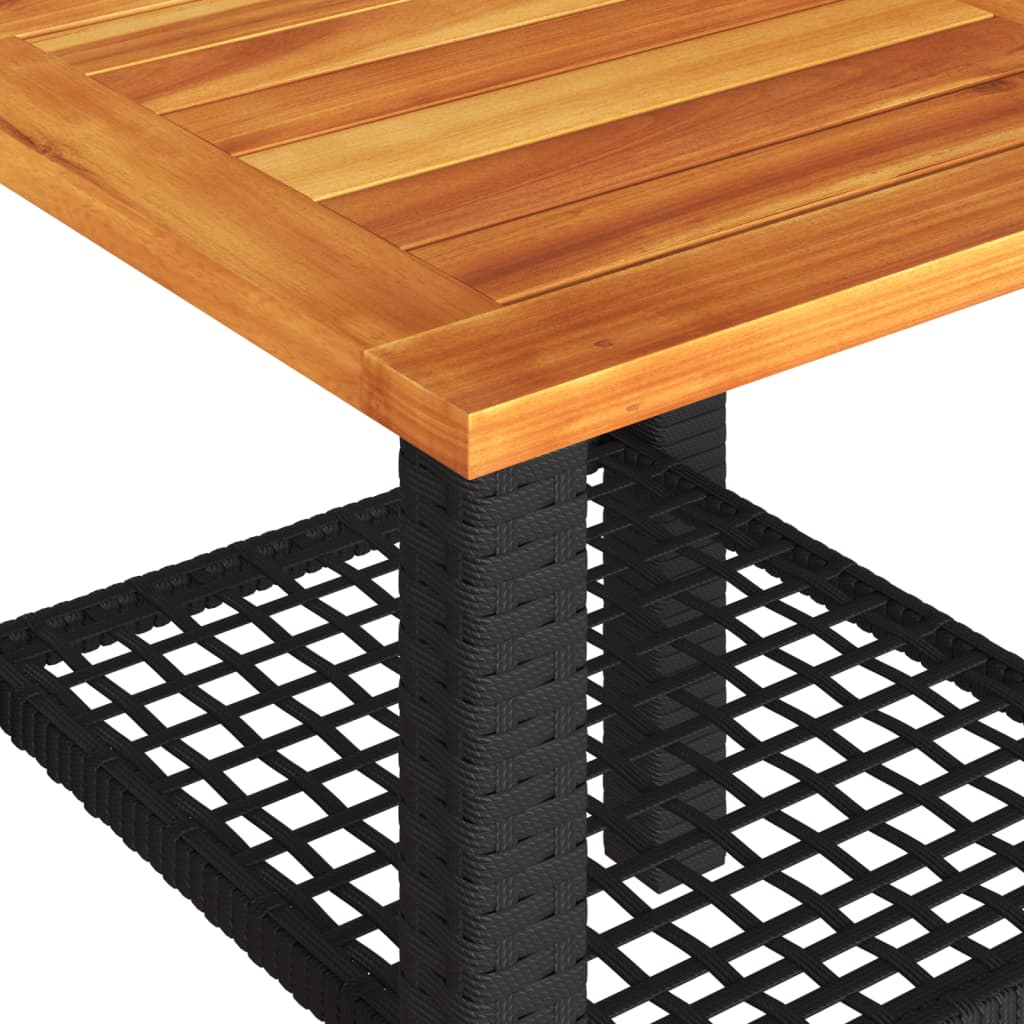 Tuintafel 40x40x42 cm poly rattan en acaciahout zwart