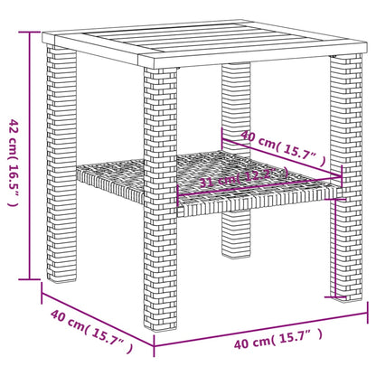 Tuintafel 40x40x42 cm poly rattan en acaciahout zwart