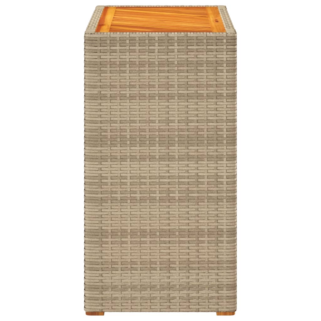 Tuinbijzettafel met houten blad 60x40x75 cm poly rattan beige