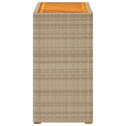 Tuinbijzettafel met houten blad 60x40x75 cm poly rattan beige