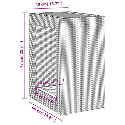 Tuinbijzettafel met houten blad 60x40x75 cm poly rattan beige