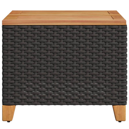 Tuintafel 45x45x37 cm poly rattan en acaciahout zwart