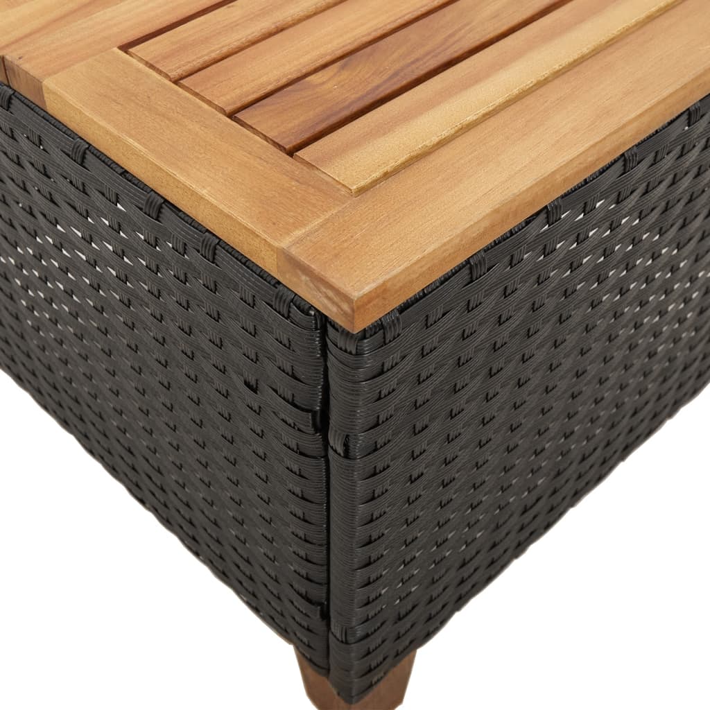 Tuintafel 45x45x37 cm poly rattan en acaciahout zwart