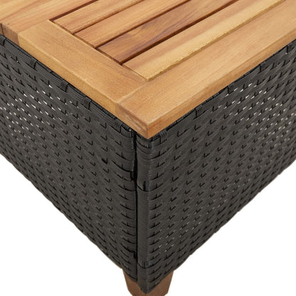 Tuintafel 45x45x37 cm poly rattan en acaciahout zwart