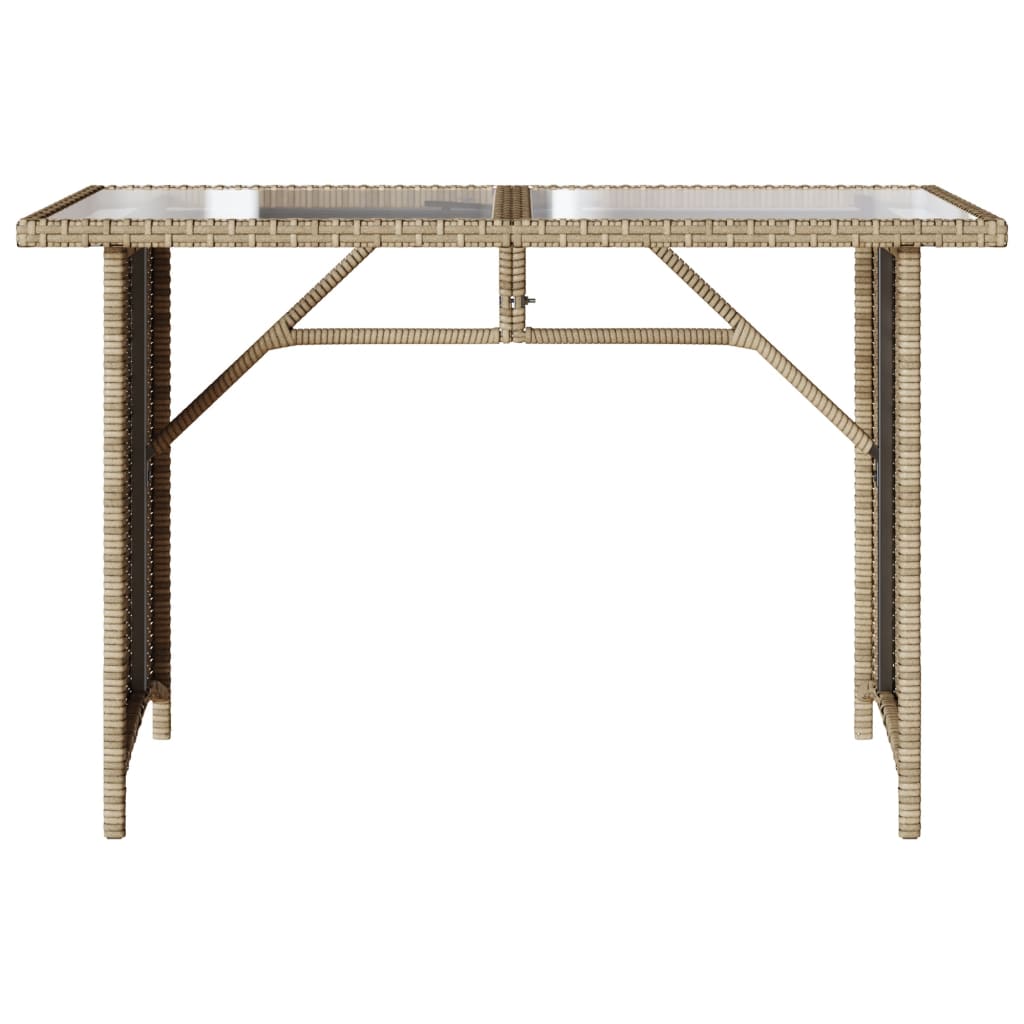 Tuintafel met glazen blad 110x68x70 cm poly rattan beige