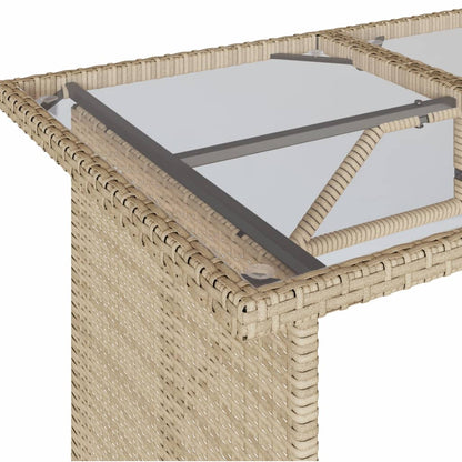 Tuintafel met glazen blad 110x68x70 cm poly rattan beige