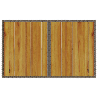 Tuintafel met houten blad 110x68x70 cm poly rattan grijs